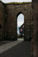 Obraz premium Kirkjubour, on Faroe Islands, Streymoy Island