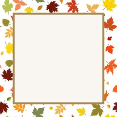 Autumn frame with leaves. Wreath autumn leafs a white background