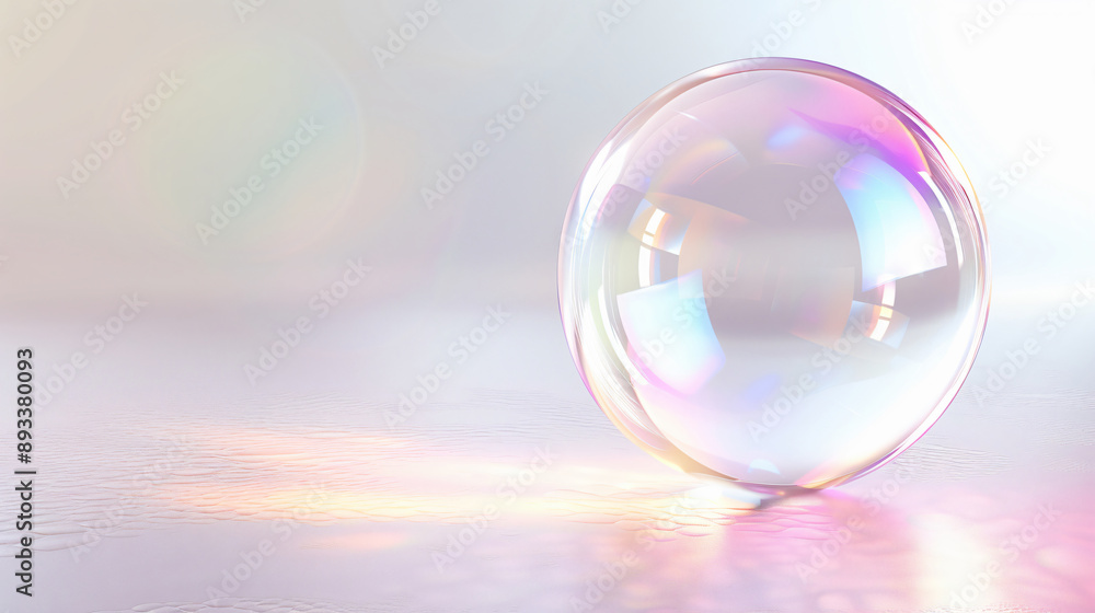 Poster shimmering soap bubble reflecting light creating a playful and ethereal atmosphere with copy space t