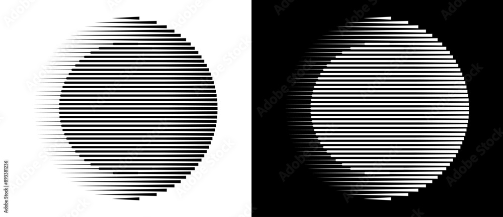 Poster transition parallel lines in circles. abstract art geometric background for logo, icon, tattoo. blac