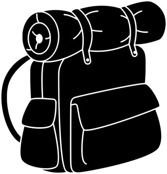recommend clip art: bag illustration scout silhouette adventure logo backpack icon equipment outline travel hiking tourism journey kid tourist explorer exploration scouting shape traveler outdoor children for vector