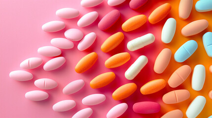  Banner with  colorful assortment of pills and capsules