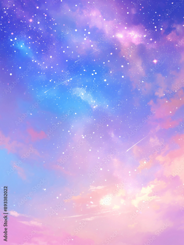 Aufkleber dreamy pastel sky with clouds and sparkling stars creating a whimsical and serene atmosphere perfect
