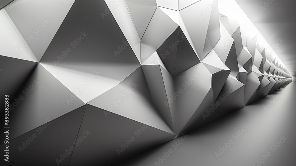 Poster futuristic abstract geometric shapes in monochrome creating a modern and sleek design ideal for back