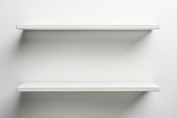 Empty wall shelves on white