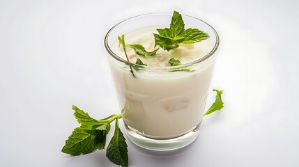 Beverage Doogh Middle East Iran Yogurt drink traditional Iranian beverage white background