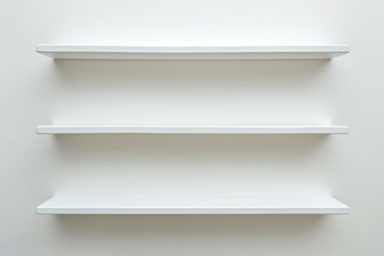 Empty wall shelves on white