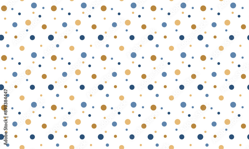 Poster abstract seamless dots pattern. seamless blue and golden dots pattern on white background