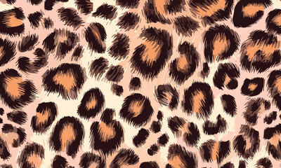 Leopard Skin Texture Pattern Vector. Seamless Animal Wildlife Skin Pattern. Leopard Fur Camouflage Background.