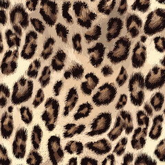 Leopard Skin Texture Pattern Vector. Seamless Animal Wildlife Skin Pattern. Leopard Fur Camouflage Background.