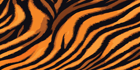 Tiger Skin Pattern Vector Illustration Exotic Texture. Animal Striped Skin Fur Pattern Texture Background