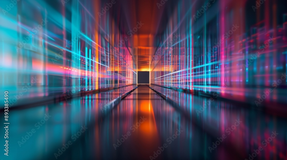 Poster a portal made of quantum mirrors reflecting infinite dimensions and realities.