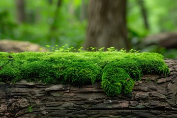 Green mossy log background for product display montages