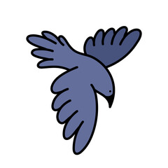 Cute cartoon flying bird. Hand drawn vector illustration.