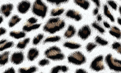 White Leopard Skin Texture Pattern Vector. Seamless Animal Wildlife Skin Pattern. Leopard Fur Camouflage Background.