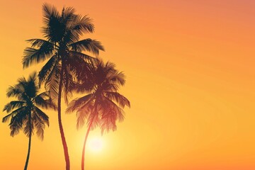Silhouettes of Palm Trees at Sunset