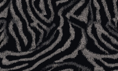 Black Tiger Skin Pattern Vector Illustration Seamless Design. Animal Striped Skin Fur Pattern Texture Background