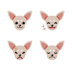 Set of cute character chihuahua dog faces showing different emotions for design.