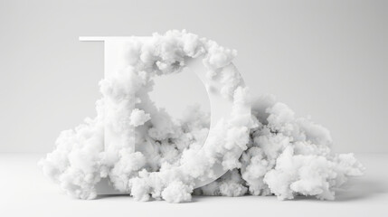 Fototapeta premium Capital letter D made of clouds or soft cotton. Fluffy airy style. Scrapbook activity. Generative AI