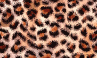 Leopard Skin Texture Pattern Vector. Seamless Animal Wildlife Skin Pattern. Leopard Fur Camouflage Background.