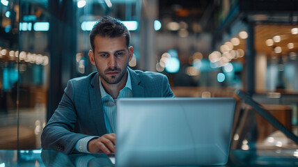 Fototapeta premium businessman working on his laptop at the office