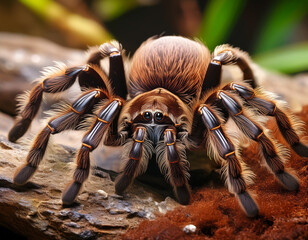 Close-up with a spider tarantula