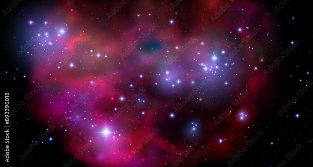Wall mural space vector background with realistic nebula and shining stars. magic colorful galaxy with stardust