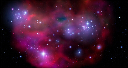 Space vector background with realistic nebula and shining stars. Magic colorful galaxy with stardust