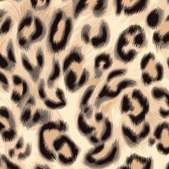 Leopard Skin Texture Pattern Vector. Seamless Animal Wildlife Skin Pattern. Leopard Fur Camouflage Background.