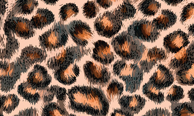 Leopard Skin Texture Pattern Vector. Seamless Animal Wildlife Skin Pattern. Leopard Fur Camouflage Background.