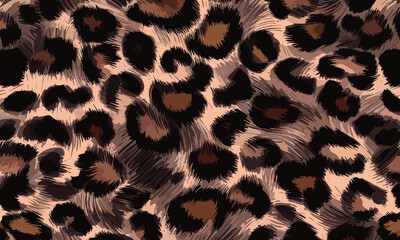 Leopard Skin Texture Pattern Vector. Seamless Animal Wildlife Skin Pattern. Leopard Fur Camouflage Background.