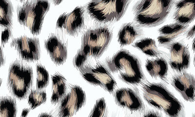 White Leopard Skin Texture Pattern Vector. Seamless Animal Wildlife Skin Pattern. Leopard Fur Camouflage Background.