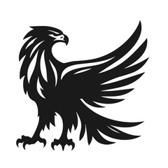 Clean black and white vector silhouette of a Esgle logotype on white background