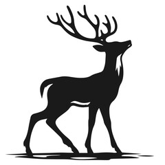 Clean black and white vector silhouette of a DEER logotype on white background
