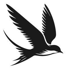 Obraz premium Clean black and white vector silhouette of a Bird logotype on white background