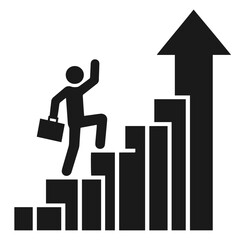 Clean black and white vector silhouette of a Stairs of Success logotype on white background