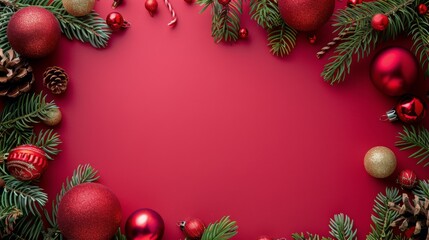 Pink and Blue Christmas Ornaments on Pink Background