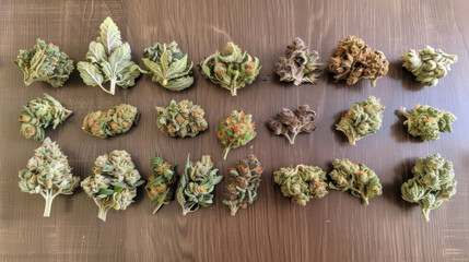 Collection of cannabis buds from different strains