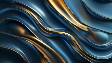 Vibrant Blue and Gold Abstract Wave HighResolution Stock Image for Creative Projects