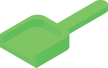 Green scoop isometric style, for playing at the beach or in the sandbox, childhood games
