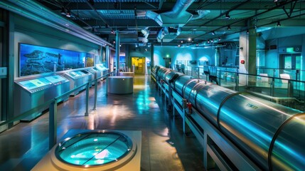Fototapeta premium corporate geothermal energy facility with innovative heat exchange systems and educational displays