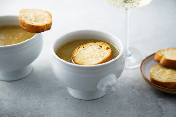 Traditional homemade onion soup