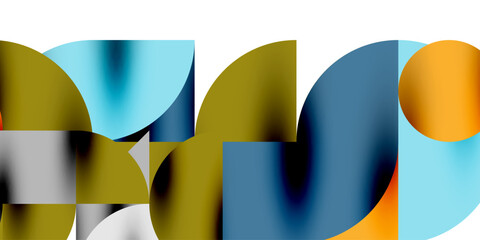 Tech minimal circular shapes geometric art. Vector modern circles