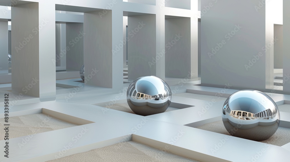 Aufkleber visual puzzles and labyrinthine structures using mirrors