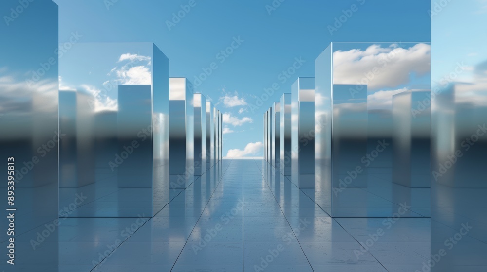 Aufkleber visual puzzles and labyrinthine structures using mirrors