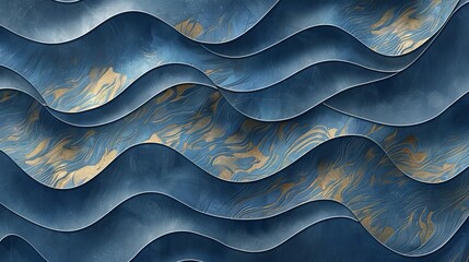 Golden Wave Symphony HighResolution Abstract Art Stock Image for Creative Backgrounds