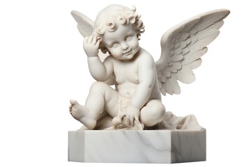 Fototapeta premium Cherub angel white white background.