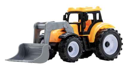 Mock up toy yellow bulldozer