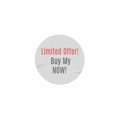 Adhesive paper round white price tag vector icon, best price label blank, limited offer, sticker of special discounts