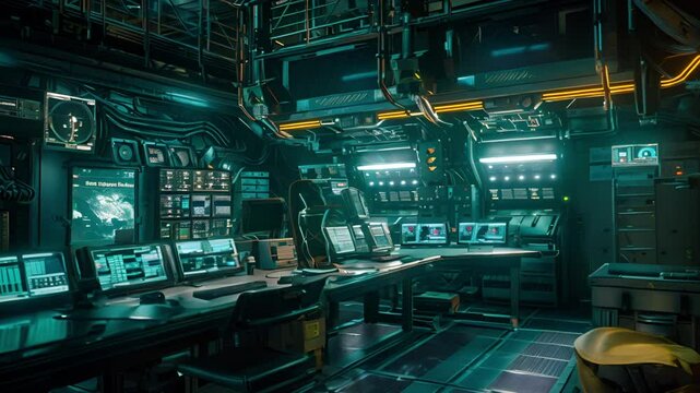 Futuristic Spaceship Control Room